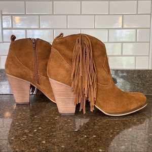 Steve Madden Cognac Suede Fringe Bootie